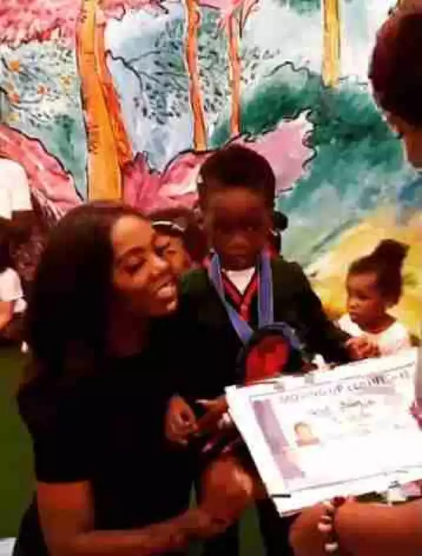 Tiwa Savage’s Son, Jamil Graduates From Kindergarten (Photos/video)
